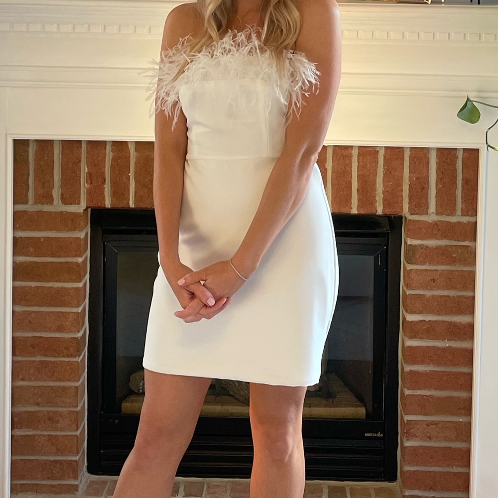 White Feather Mini Dress - BRIDAL